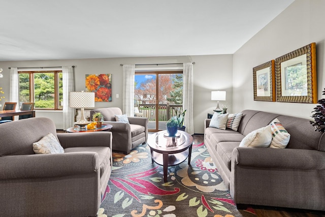 living area featuring wood finished floors and a wealth of natural light