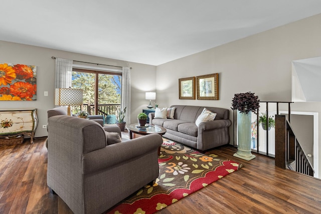 living room with wood finished floors