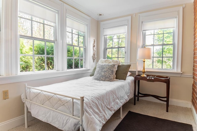 105 S High St, Galena, IL 61036 - bedroom featuring baseboards, ornamental molding, and carpet