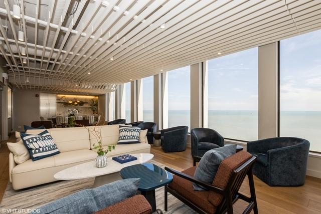 1110 N Lake Shore Dr Unit 30S, Chicago, IL 60611 - living area featuring a water view, expansive windows, and wood finished floors