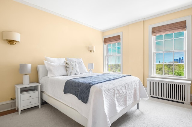 2600 N Lakeview Ave Unit 7E, Chicago, IL 60614 - bedroom featuring radiator, crown molding, multiple windows, and carpet