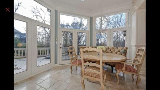 3009 Fox Glen Ct, Saint Charles, IL 60174 - sunroom / solarium with french doors, a towering ceiling, and stone tile flooring