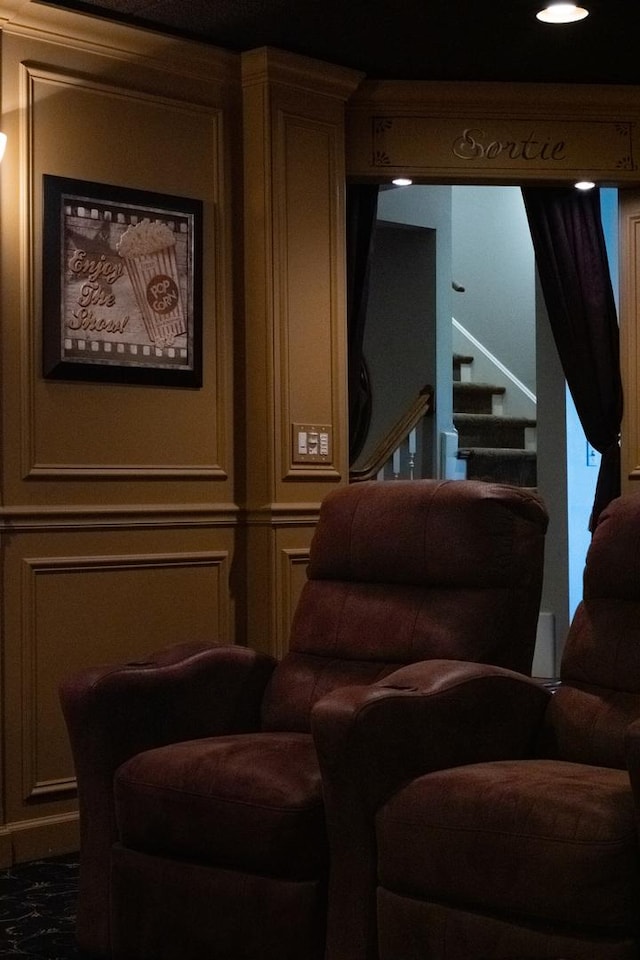 interior space with recessed lighting and stairway