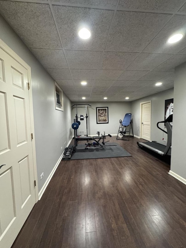 3009 Fox Glen Ct, Saint Charles, IL 60174 - workout room with hardwood / wood-style flooring, baseboards, and recessed lighting