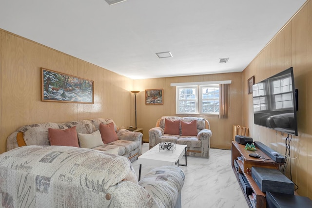 2054 Birch St, Des Plaines, IL 60018 - living area with light marble finish floors and wood walls