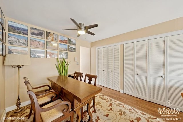 1502 Plymouth Pl Unit 1W, Glenview, IL 60025 - office featuring ceiling fan, baseboards, and light wood-type flooring