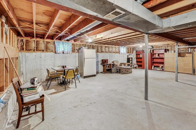 14506 Mallard Dr, Homer Glen, IL 60491 - basement with visible vents and freestanding refrigerator