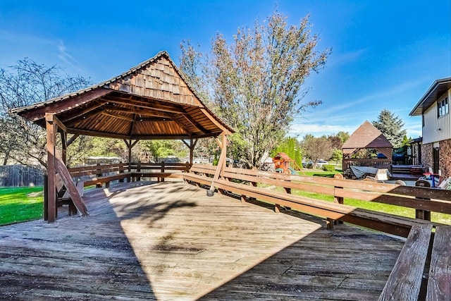 14506 Mallard Dr, Homer Glen, IL 60491 - dock area with a wooden deck and a gazebo