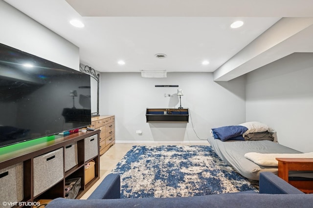 interior space with recessed lighting and visible vents