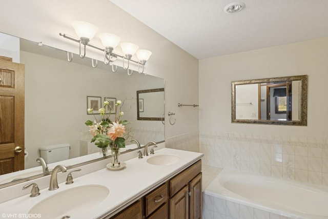 12524 Grandview Dr, Huntley, IL 60142 - full bathroom featuring a bath, toilet, and double vanity