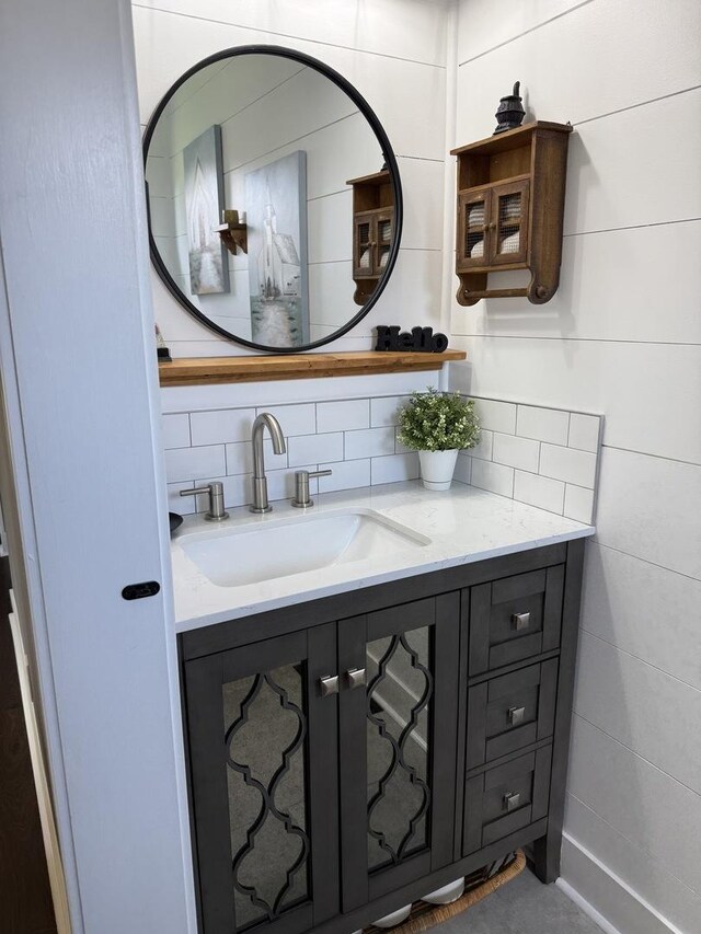 3707 Geneva Pl, Mchenry, IL 60050 - bathroom with vanity and decorative backsplash