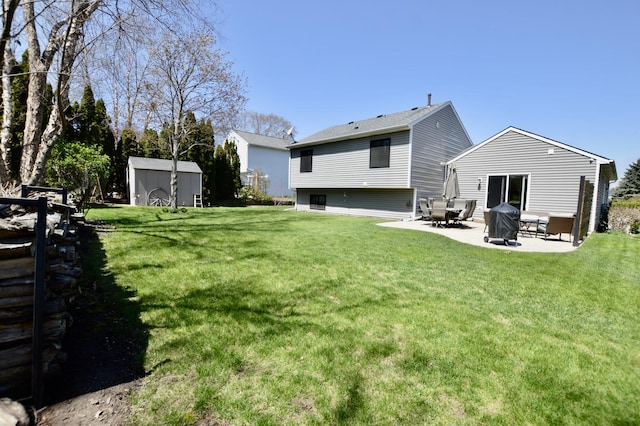 3707 Geneva Pl, Mchenry, IL 60050 - rear view of house featuring a lawn, a storage shed, and a patio area