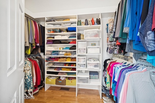 spacious closet featuring wood finished floors
