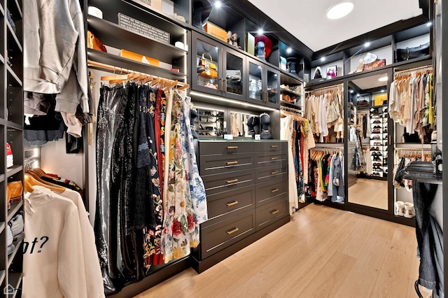 walk in closet featuring light wood-type flooring