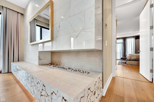 interior space with hardwood / wood-style floors