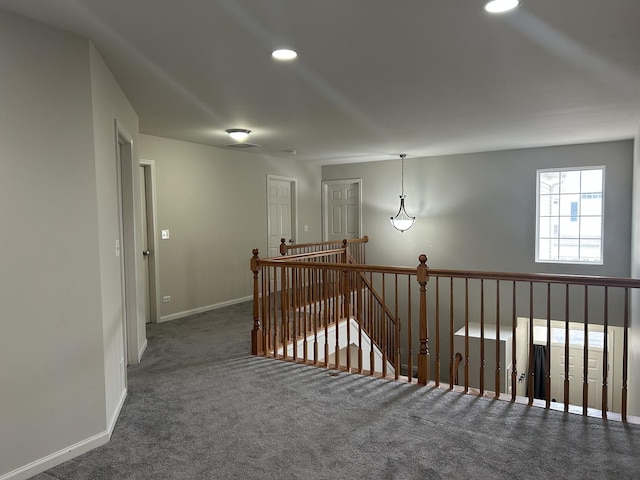 567 S Jade Ln, Round Lake, IL 60073 - hallway featuring carpet flooring, recessed lighting, baseboards, and an upstairs landing