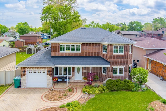 16725 92nd Ave, Orland Hills, IL 60487 - view of front of home featuring roof with shingles, decorative driveway, a garage, and a residential view