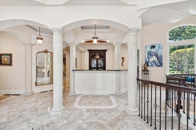 interior space featuring marble finish floor and visible vents