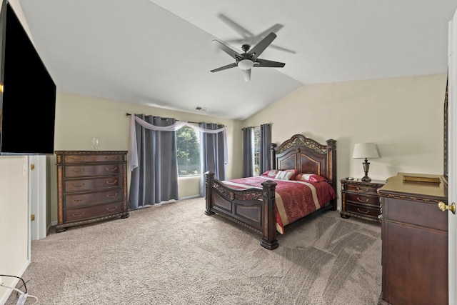 1844 Candlelight Cir, Montgomery, IL 60538 - bedroom featuring vaulted ceiling, carpet, and a ceiling fan