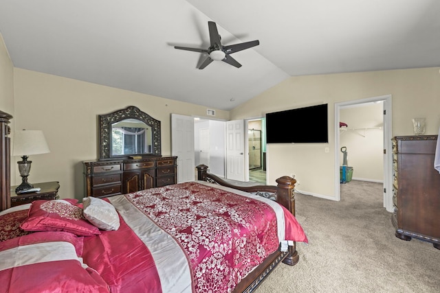1844 Candlelight Cir, Montgomery, IL 60538 - carpeted bedroom with lofted ceiling and ceiling fan