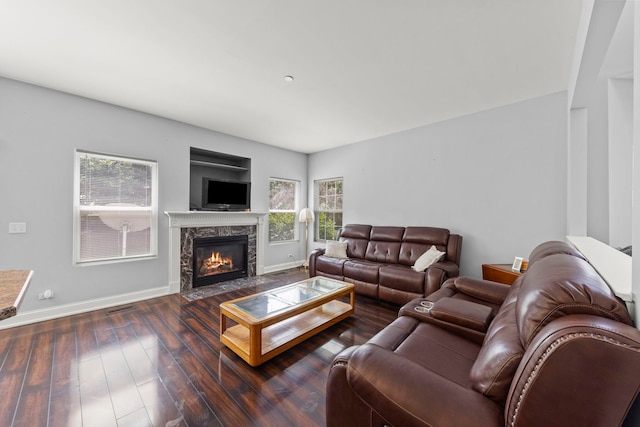 1844 Candlelight Cir, Montgomery, IL 60538 - living area featuring a premium fireplace and wood finished floors