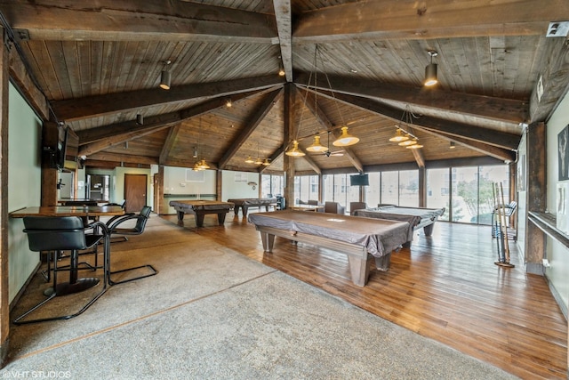 2005 S Finley Rd Unit 611, Lombard, IL 60148 - playroom featuring billiards table, wooden ceiling, healthy amount of natural light, and wood finished floors
