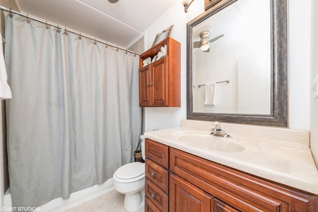 2005 S Finley Rd Unit 611, Lombard, IL 60148 - bathroom with vanity, toilet, shower / bath combo with shower curtain, and tile patterned floors