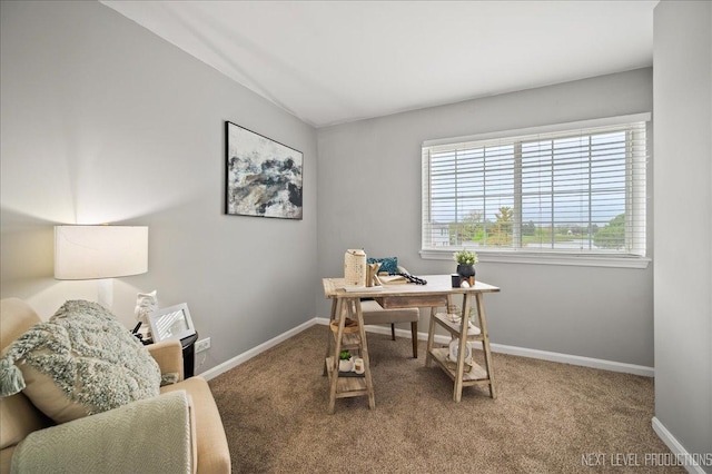 carpeted office space with baseboards