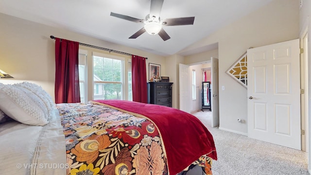 196 Tyler Ct, Lake Zurich, IL 60047 - carpeted bedroom with vaulted ceiling, ceiling fan, and baseboards