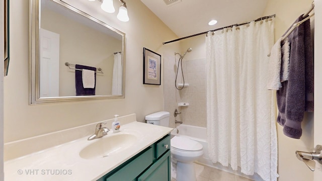 196 Tyler Ct, Lake Zurich, IL 60047 - full bathroom featuring toilet, vanity, shower / bath combination with curtain, and tile patterned flooring