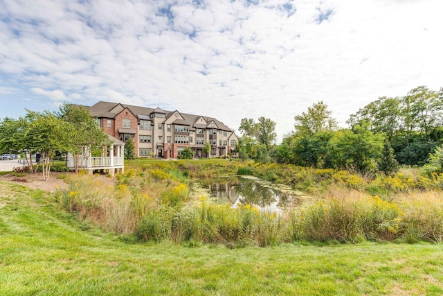 exterior space featuring a water view
