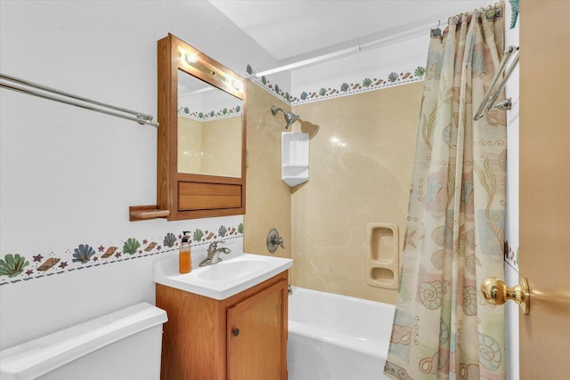 907 E Glenview Dr, Tuscola, IL 61953 - bathroom with shower / tub combo with curtain, toilet, and vanity