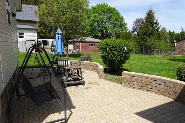 11108 S Myrtle St, Huntley, IL 60142 - view of patio with outdoor dining area and an outbuilding