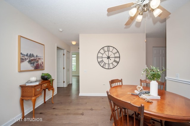 1285 Luther Ln Unit 369B, Arlington Heights, IL 60004 - dining area featuring baseboards, a ceiling fan, and wood finished floors