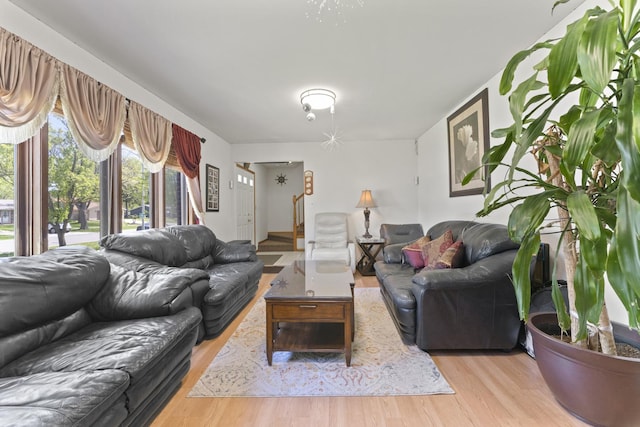 living room featuring light wood-style floors