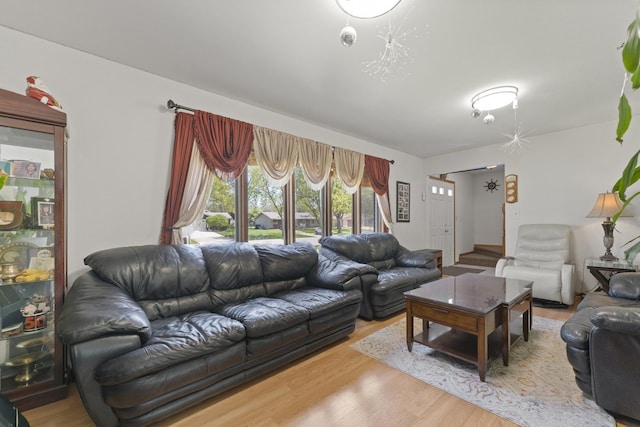 living room with wood finished floors