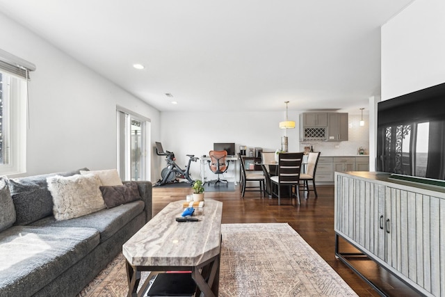 414 Clinton Pl Unit 603, River Forest, IL 60305 - living area with dark wood finished floors and recessed lighting