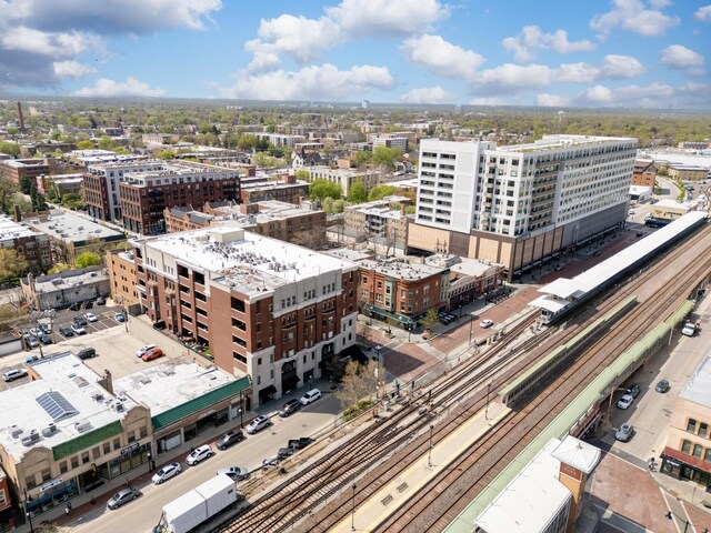 bird's eye view with a city view