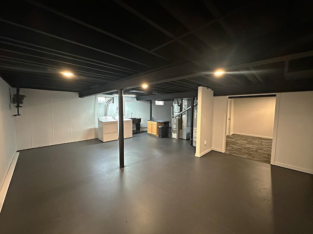 finished basement with separate washer and dryer