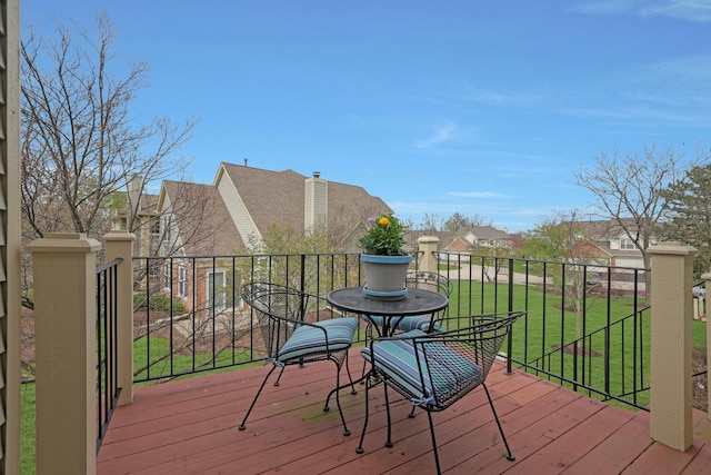 1601 Penny Ln Unit B, Crystal Lake, IL 60014 - wooden terrace featuring a yard and a residential view