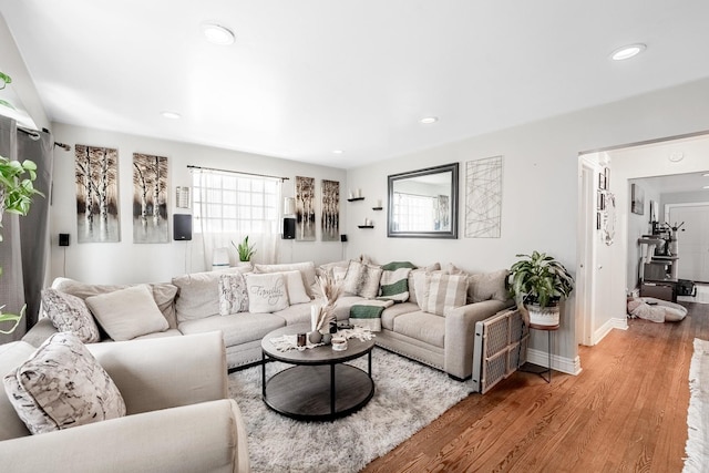 4158 W Nelson St, Chicago, IL 60641 - living room featuring recessed lighting, light wood finished floors, and baseboards