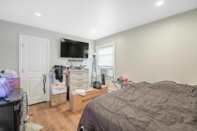4158 W Nelson St, Chicago, IL 60641 - bedroom featuring recessed lighting, cooling unit, and light wood-style flooring