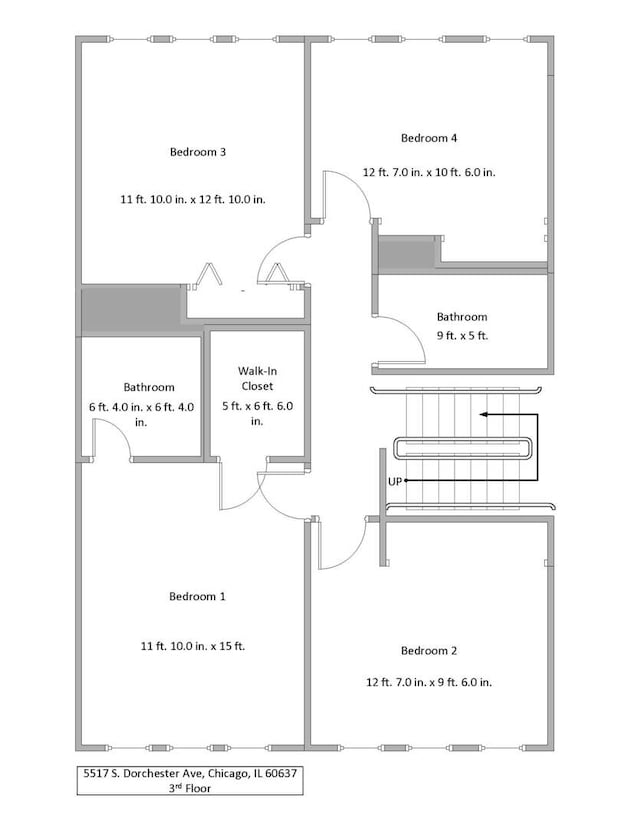 5517 S Dorchester Ave, Chicago, IL 60637 - floor plan / room layout