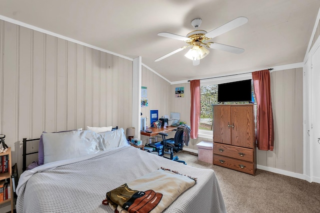 302 Flora Dr, Champaign, IL 61821 - bedroom with carpet flooring, baseboards, a ceiling fan, and ornamental molding