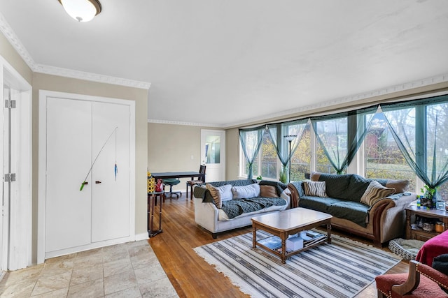 302 Flora Dr, Champaign, IL 61821 - living area with baseboards, crown molding, and light stone finish flooring