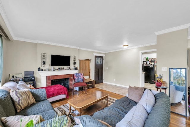 302 Flora Dr, Champaign, IL 61821 - living area featuring light wood-type flooring, a fireplace, and baseboards
