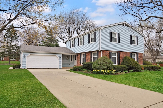 37 Pottowattomie Ct, Naperville, IL 60563 - colonial home featuring a garage, brick siding, driveway, and a front yard