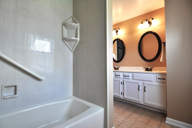 37 Pottowattomie Ct, Naperville, IL 60563 - full bath featuring double vanity,  shower combination, baseboards, and tile patterned floors