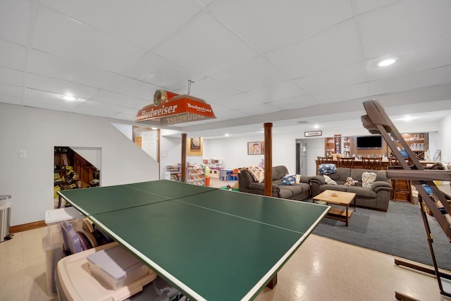 410 Dorothy Dr, Des Plaines, IL 60016 - game room with a drop ceiling and light floors