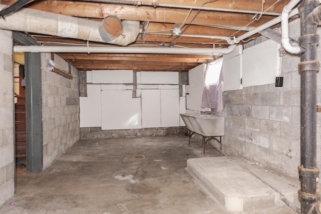 view of unfinished below grade area